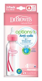 DR.BROWNS - Fľaša antikolik Options+ úzka 2x250ml plast ružová (SB82305)