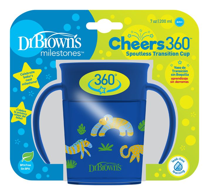 DR.BROWNS - Hrnček Cheers Jungle s držad. 200ml, modrý (TC71006)