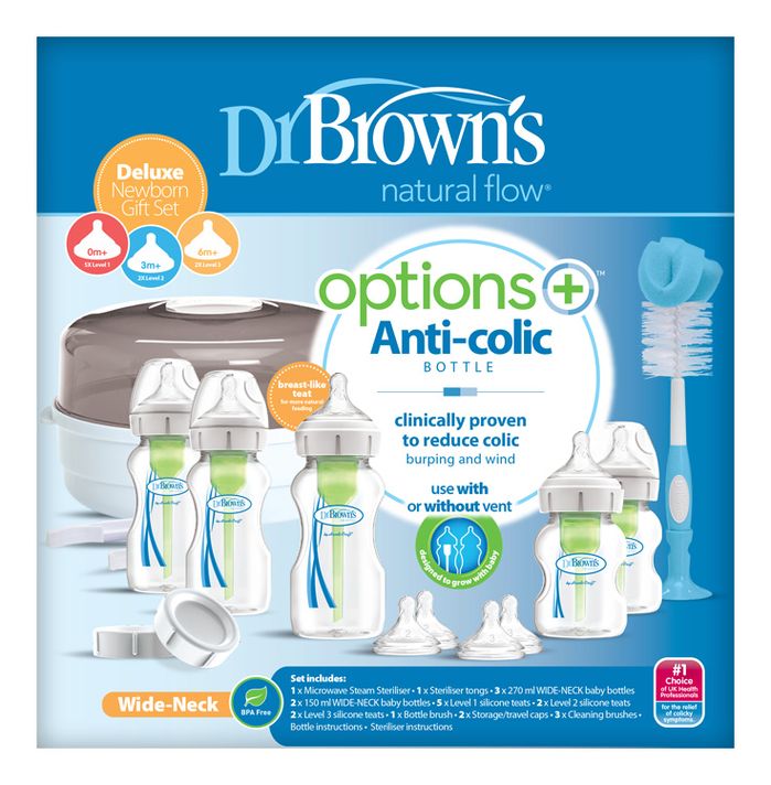 DR.BROWNS - Súprava 5 fliaš Options+ široké hrdlo novorodenecká Deluxe plast (AC167)