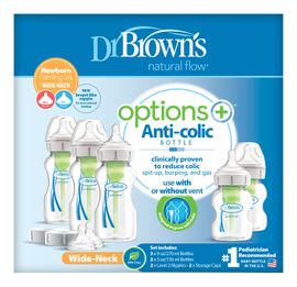 DR.BROWNS - Súprava 5 fliaš Options+ široké hrdlo novorodenecká plast (WB09600)