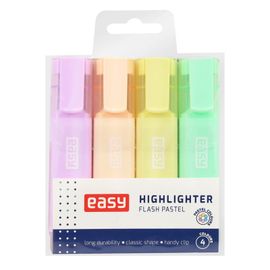 EASY - FLASH PASTEL Sada klasických farebných zvýrazňovačov, 4 pastelové farby v balení