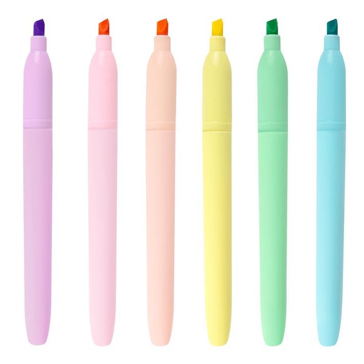 EASY - FLASH PASTEL Sada moderných farebných zvýrazňovačov, 6 pastelových farieb v balení