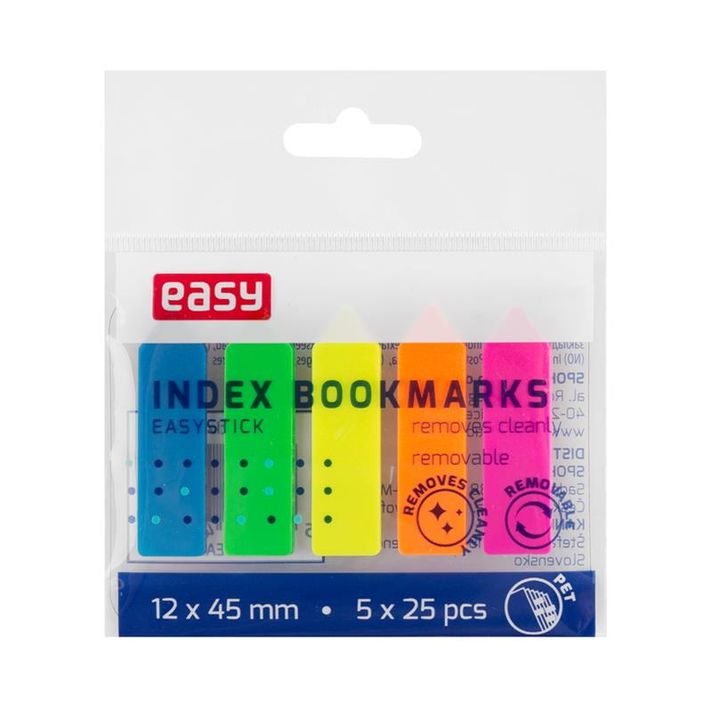 EASY - Záložky plastové , 45x12 mm, mix neón 5 farieb á 25 ks