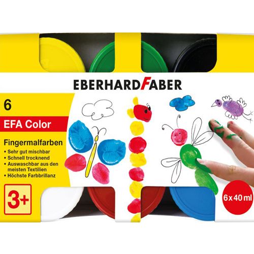 EFA - Farby prstové 40 ml - sada 6 základných farieb