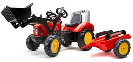 FALK - Šliapací traktor 2020M Supercharger s nakladačom a vlečkou červený