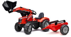 FALK - Šliapací traktor 4010AM Massey Fergusson S8740 s nakladačom a vlečkou