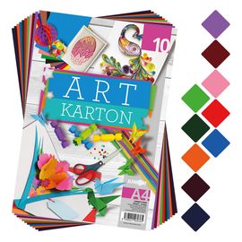 JUNIOR - Blok farebného papiera - výkres ART CARTON A4 250g (10 ks) mix 10 farieb