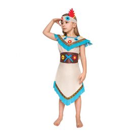 JUNIOR - Detský kostým Indiánka (šaty, opasok, čelenka), veľkosť 110/120 cm