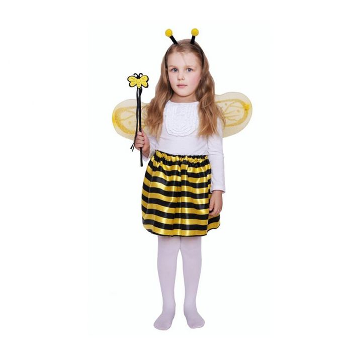 JUNIOR - Detský kostým Včielka (sukňa, krídla, čelenka, prútik), veľkosť 90 - 120 cm