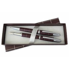 JUNIOR - Sada W 017 B+F hnedá, Guľôčkové pero + Plniace pero