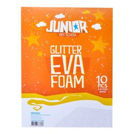 JUNIOR-ST - Dekoračná pena A4 EVA Glitter biela 2,0 mm, sada 10 ks