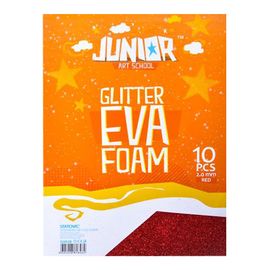 JUNIOR-ST - Dekoračná pena A4 EVA Glitter červená 2,0 mm, sada 10 ks
