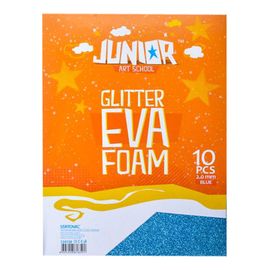 JUNIOR-ST - Dekoračná pena A4 EVA Glitter modrá 2,0 mm, sada 10 ks