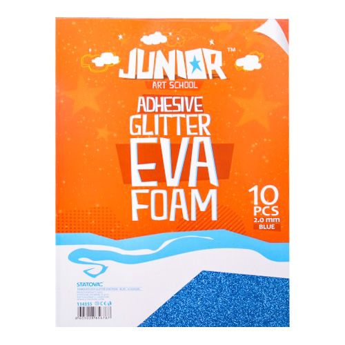 JUNIOR-ST - Dekoračná pena A4 EVA Glitter modrá samolepiaca  2,0 mm, sada 10 ks