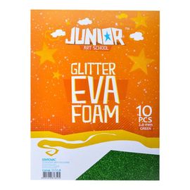 JUNIOR-ST - Dekoračná pena A4 EVA Glitter zelená 2,0 mm, sada 10 ks