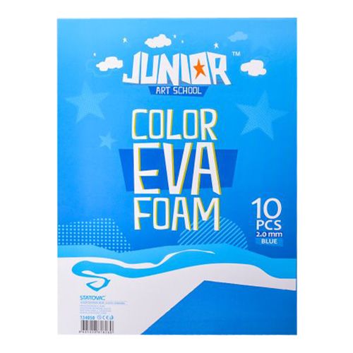 JUNIOR-ST - Dekoračná pena A4 EVA modrá 2,0 mm, sada 10 ks