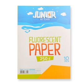 JUNIOR-ST - Dekoračný papier A4 Fluo oranžový 250 g, sada 10 ks