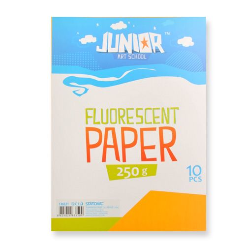 JUNIOR-ST - Dekoračný papier A4 Fluo oranžový 250 g, sada 10 ks