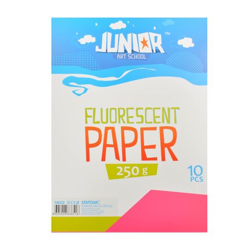 JUNIOR-ST - Dekoračný papier A4 Fluo ružový 250 g, sada 10 ks