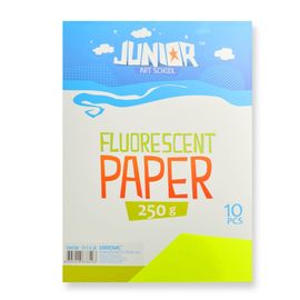 JUNIOR-ST - Dekoračný papier A4 Fluo žltý 250 g, sada 10 ks