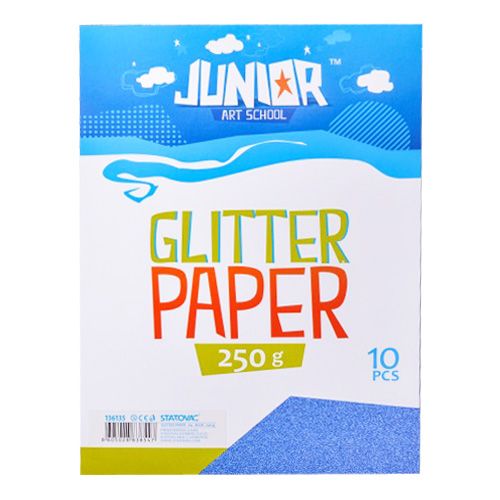 JUNIOR-ST - Dekoračný papier A4 Glitter modrý 250 g, sada 10 ks