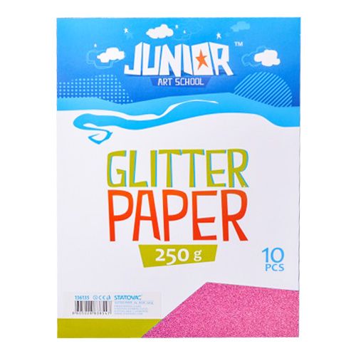 JUNIOR-ST - Dekoračný papier A4 Glitter ružový 250 g, sada 10 ks