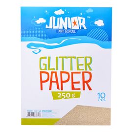 JUNIOR-ST - Dekoračný papier A4 Glitter zlatý 250 g, sada 10 ks