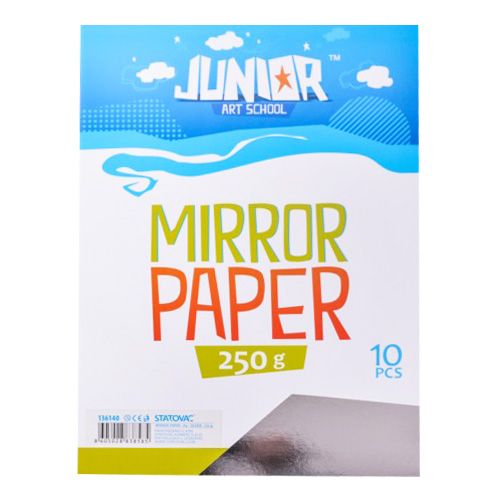JUNIOR-ST - Dekoračný papier A4 Lesklý strieborný 250 g, sada 10 ks