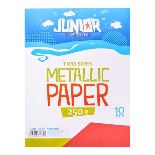 JUNIOR-ST - Dekoračný papier A4 Metallic červený 250 g, sada 10 ks