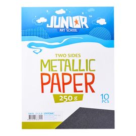 JUNIOR-ST - Dekoračný papier A4 Metallic čierny 250 g, sada 10 ks