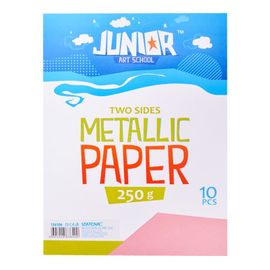 JUNIOR-ST - Dekoračný papier A4 Metallic ružový 250 g, sada 10 ks