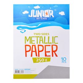 JUNIOR-ST - Dekoračný papier A4 Metallic strieborný 250 g, sada 10 ks