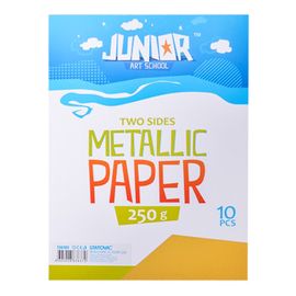 JUNIOR-ST - Dekoračný papier A4 Metallic žltý 250 g, sada 10 ks