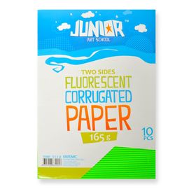 JUNIOR-ST - Dekoračný papier A4 Neon zelený vlnkový 165 g, sada 10 ks