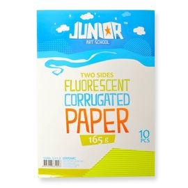 JUNIOR-ST - Dekoračný papier A4 Neon žltý vlnkový 165 g, sada 10 ks