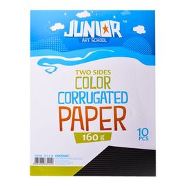 JUNIOR-ST - Dekoračný papier A4 vlnkový čierny 160 g, sada 10 ks