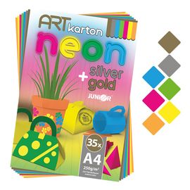 JUNIOR - Zložka farebného papiera - výkres ART CARTON RIS NEON A4 250g (35 ks) mix 7 farieb/x5