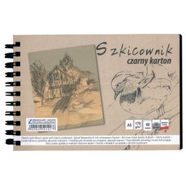 KRESKA - Skicak v doskách A5 so špirálou - čierny kartón