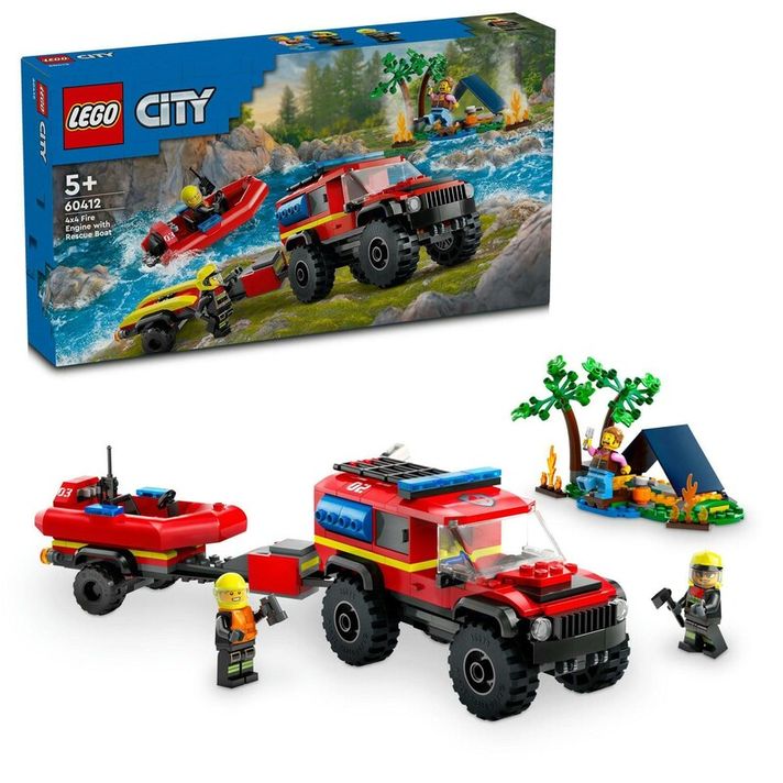 LEGO -  City 60412 Hasičské auto 4x4 a záchranný čln