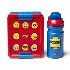 LEGO STORAGE - ICONIC Classic desiatový set (fľaša a box) - červená/modrá