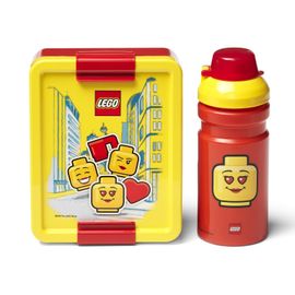 LEGO STORAGE - ICONIC Girl desiatový set (fľaša a box) - žlutá/červená