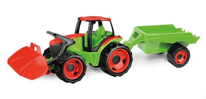 LENA - Traktor s lyžicou a s vozíkom, červeno zelený
