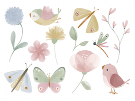LITTLE DUTCH - Samolepky na stenu Kvety a motýle