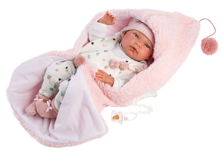 LLORENS - 73886 NEW BORN DIEVČATKO- realistická bábika bábätko s celovinylovým telom - 40 c
