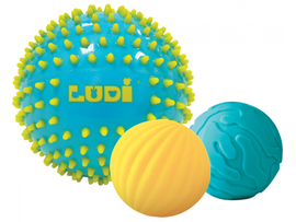 LUDI - Senzorické loptičky 3 ks modré
