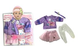 MAC TOYS - Fialové tričko so sukňou pre bábiku 40 - 43 cm