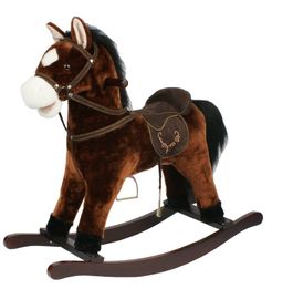 MAC TOYS - Tmavo hnedý hojdací kôň so zvukom a hýbajúcou pusou