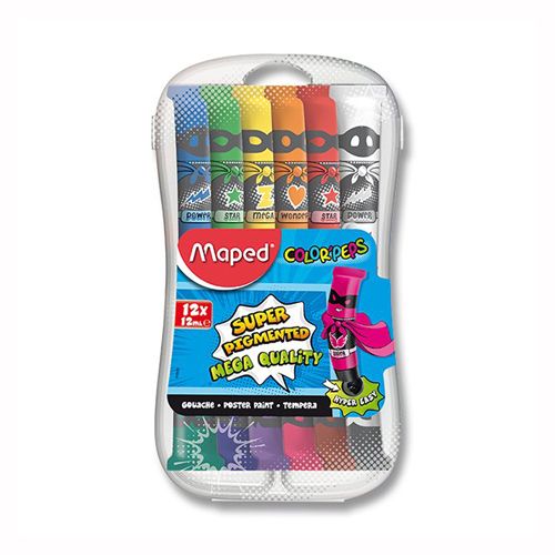 MAPED - Temperové farby MAPED Paint, 12x12 ml + plast. box