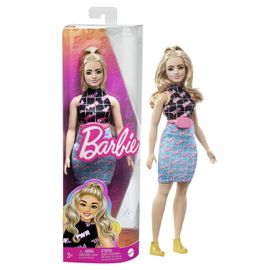 MATTEL - Barbie modelka - čierno-modré šaty s ľadvinkou