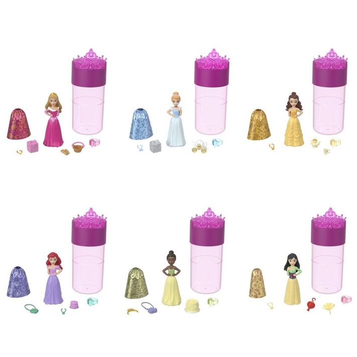 MATTEL - Princess color reveal kráľovská malá bábika na večierku, Mix Produktov